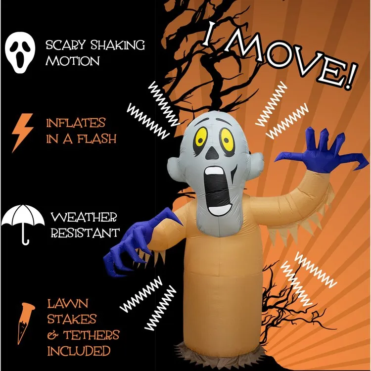 10' Inflatable Shaking Ghost with Flashing Lights