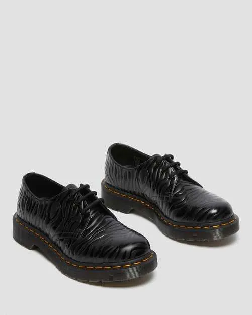 1461 Black Emboss Zebra Gloss Oxfords Shoes