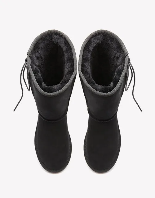 Australian Shepherd UGG Boots Australia Double Face Sheepskin Tall Side Lace Up Boots - 15983