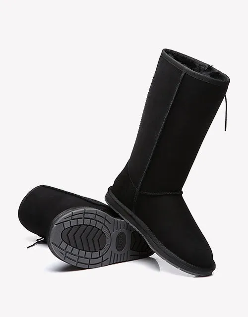 Australian Shepherd UGG Boots Australia Double Face Sheepskin Tall Side Lace Up Boots - 15983