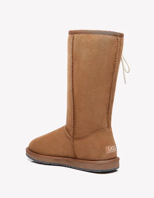 Australian Shepherd UGG Boots Australia Double Face Sheepskin Tall Side Lace Up Boots - 15983