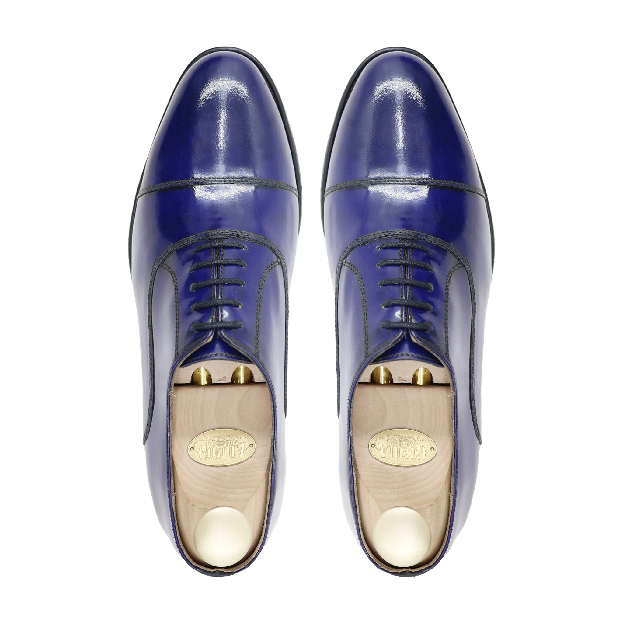 Badden - Men's Burnished Blue Box Leather High Shine Oxford Shoe