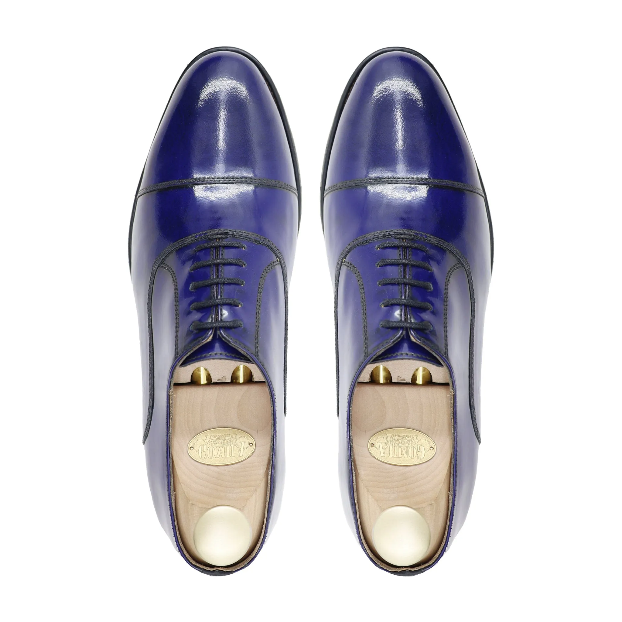 Badden - Men's Burnished Blue Box Leather High Shine Oxford Shoe