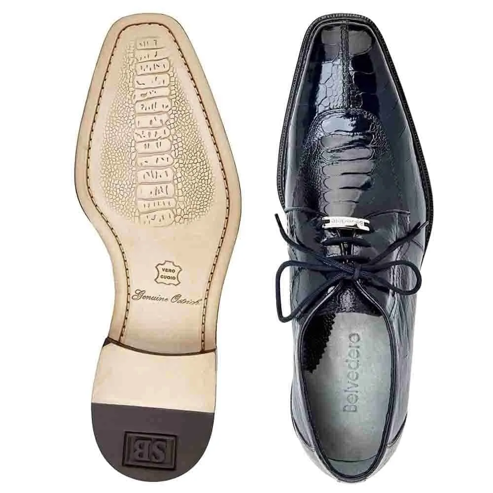 Belvedere Siena Men's Oxfords Navy Genuine Ostrich Shoes