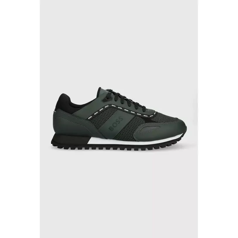 BOSS MIXED-MATERIAL TRAINERS WITH LOGO DETAILS