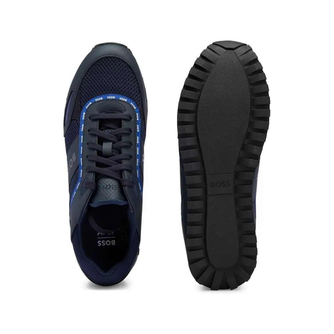 BOSS MIXED-MATERIAL TRAINERS WITH LOGO DETAILS