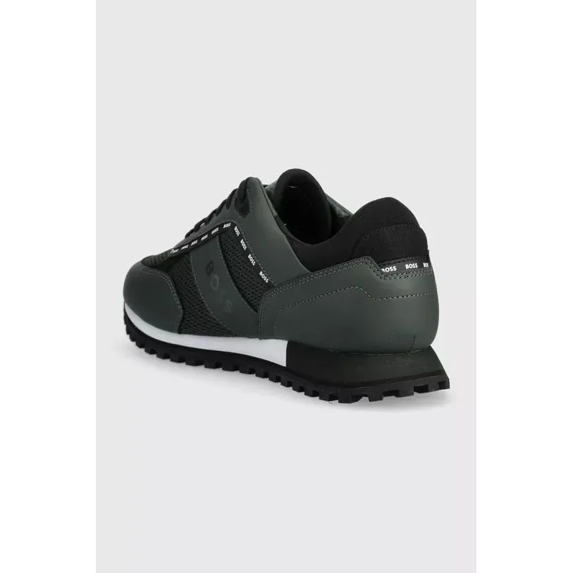 BOSS MIXED-MATERIAL TRAINERS WITH LOGO DETAILS