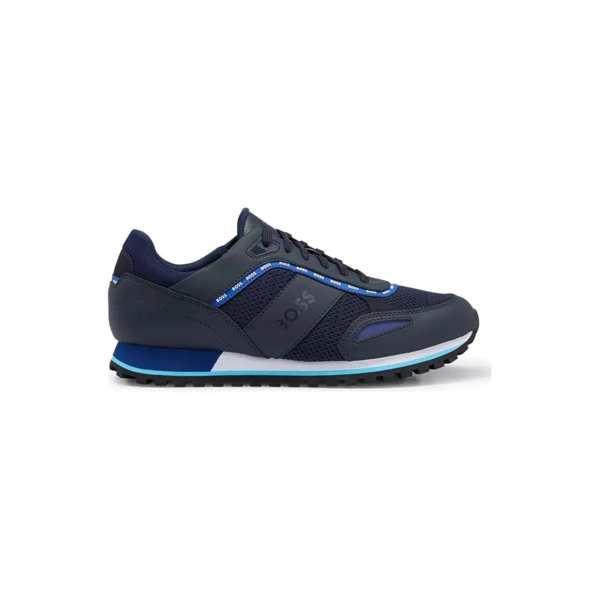 BOSS MIXED-MATERIAL TRAINERS WITH LOGO DETAILS