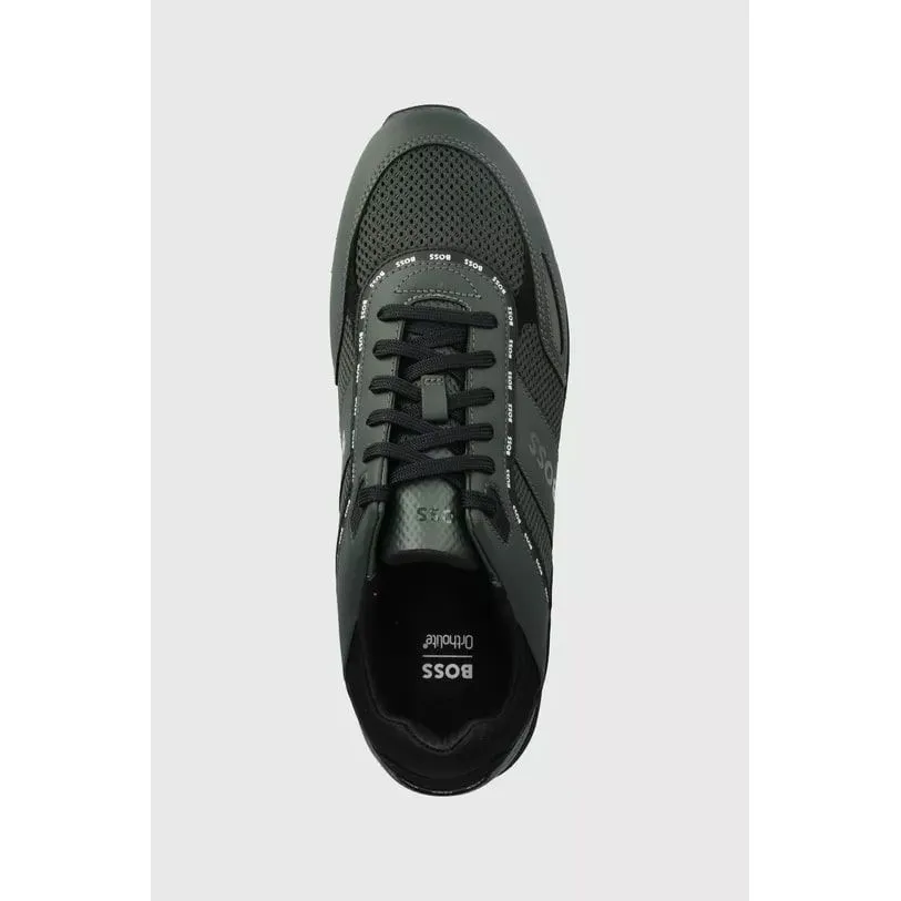 BOSS MIXED-MATERIAL TRAINERS WITH LOGO DETAILS