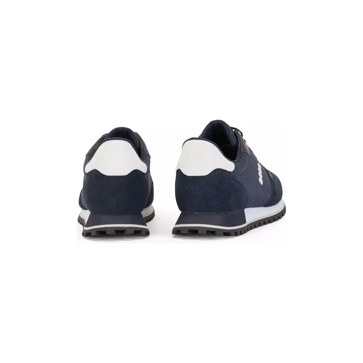 BOSS RUNNING-STYLE TRAINERS IN MIXED MATERIALS WITH RAISED LOGO