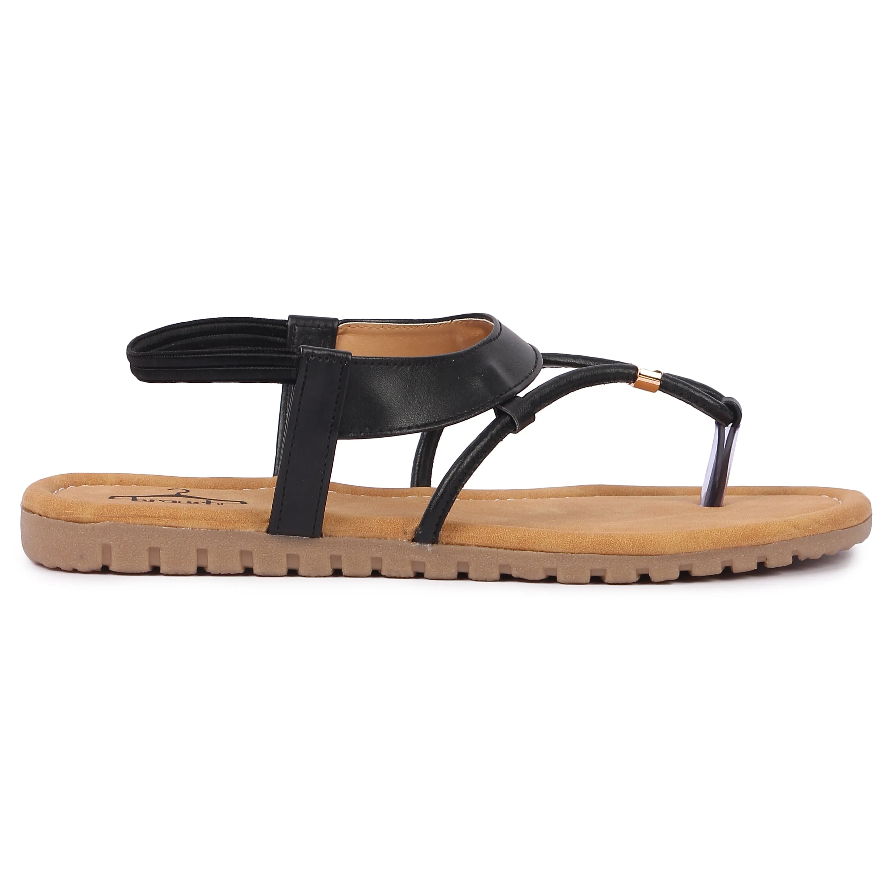 Brauch Women's Black Thong Strap Sandal