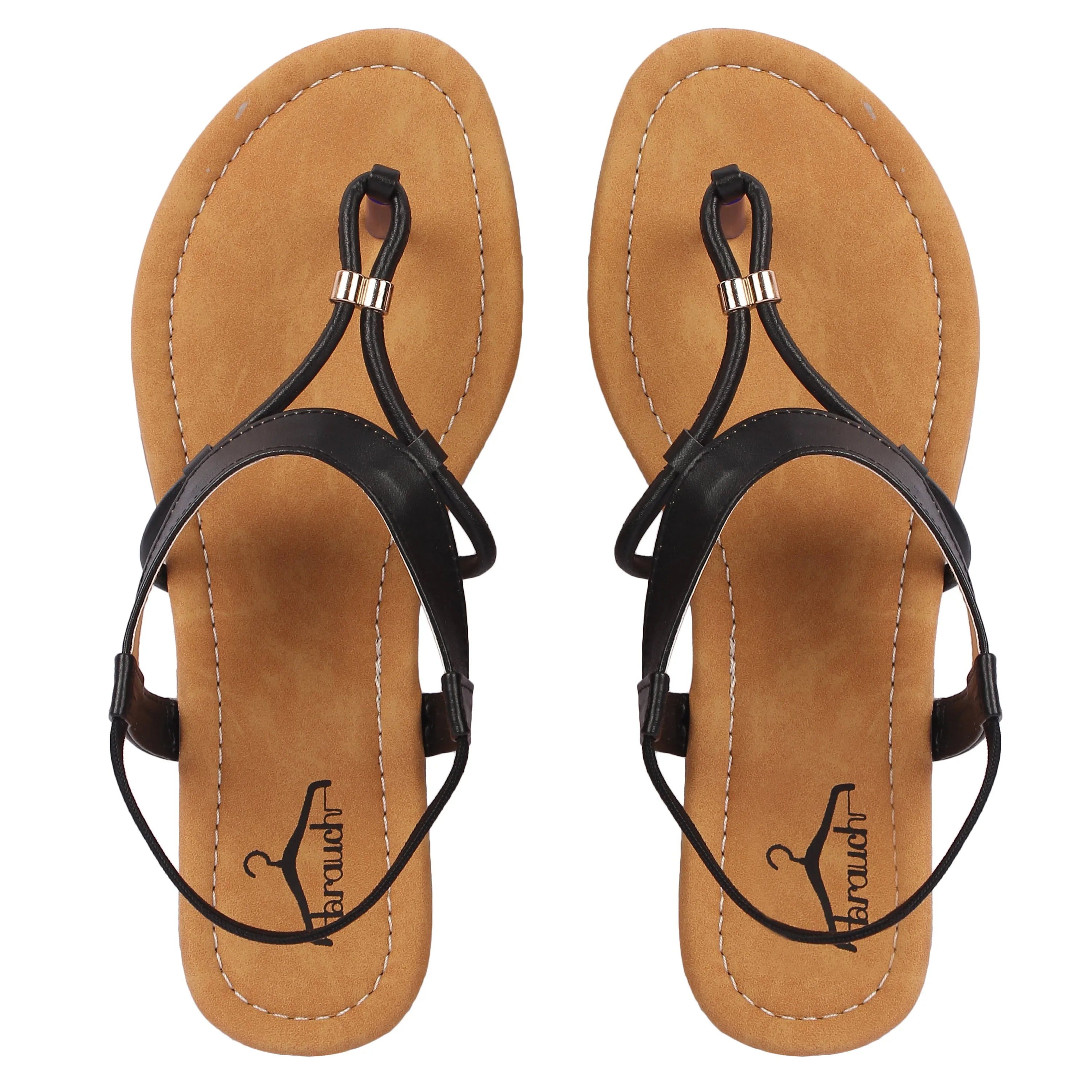 Brauch Women's Black Thong Strap Sandal