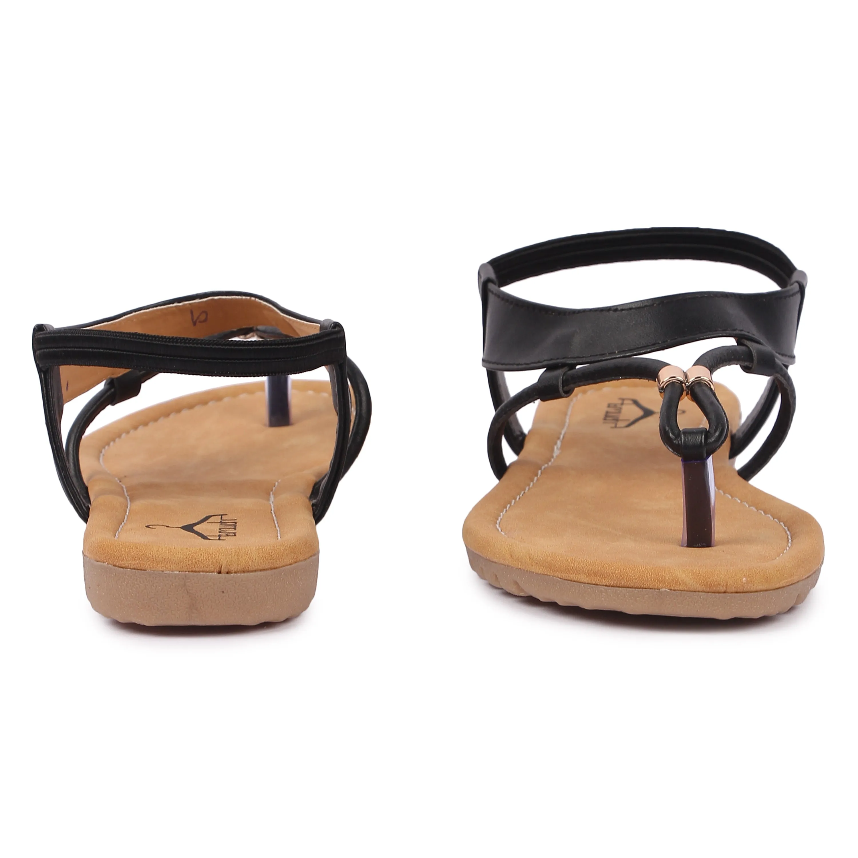 Brauch Women's Black Thong Strap Sandal