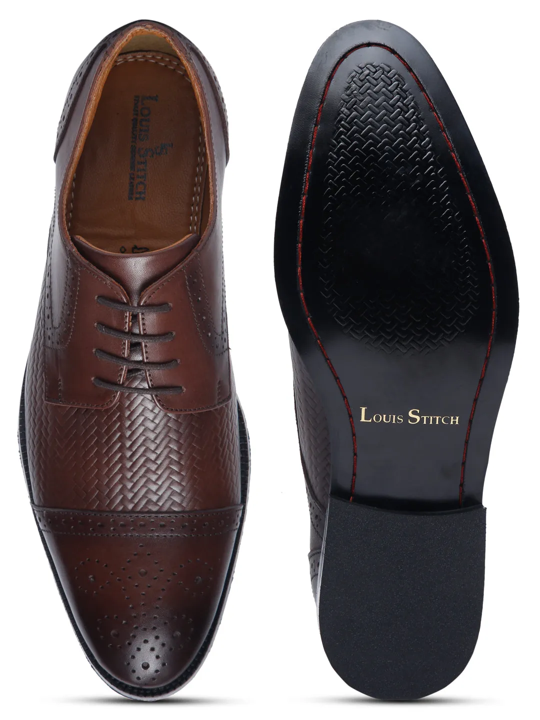 Brunette Brown Handmade Premium Italian Leather Weaved Oxfords