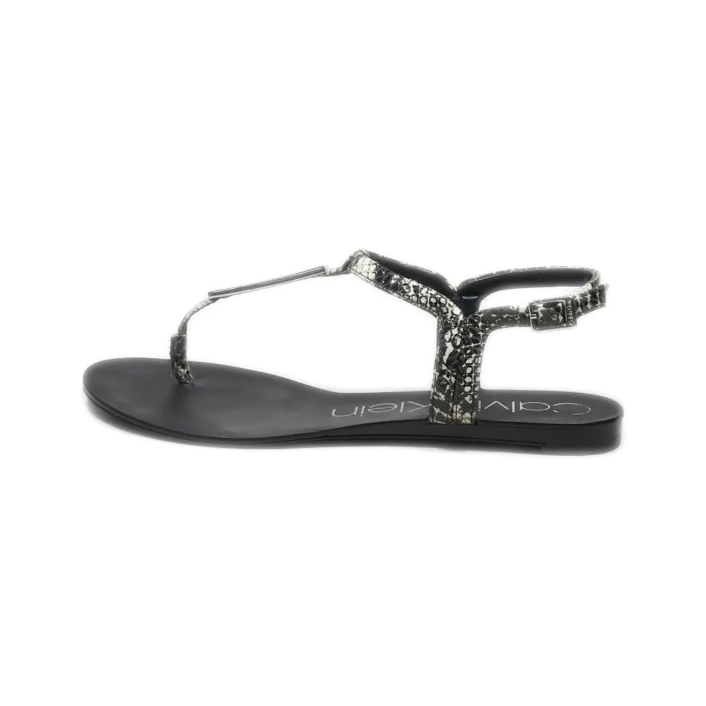 Calvin Klein Flat Sandals Leather Black Colour For Women