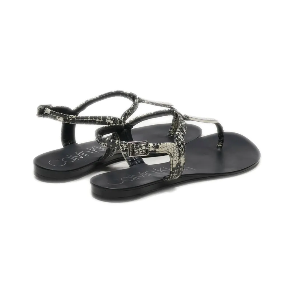 Calvin Klein Flat Sandals Leather Black Colour For Women