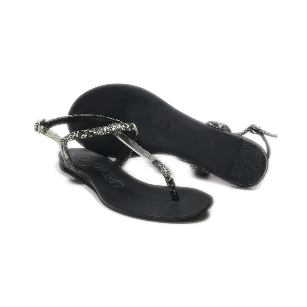 Calvin Klein Flat Sandals Leather Black Colour For Women