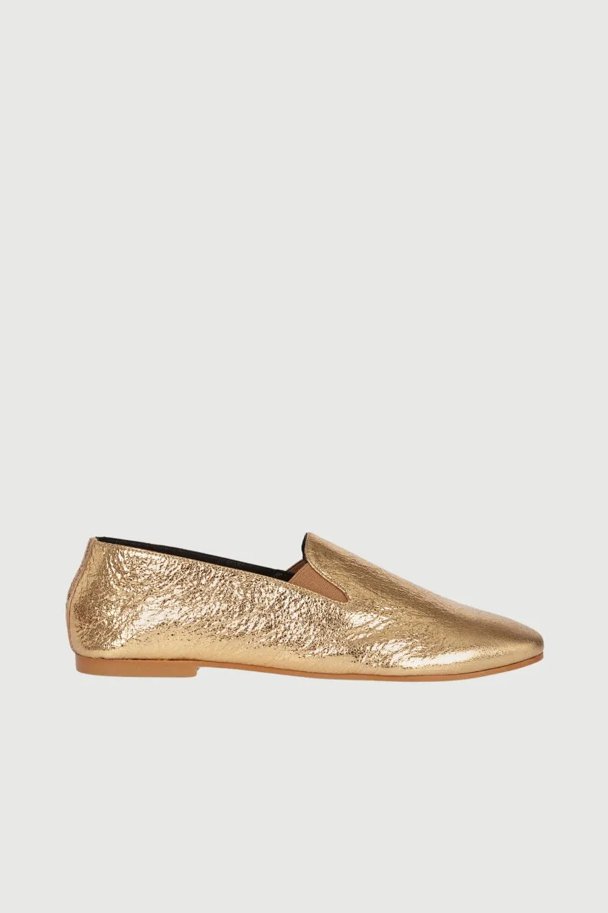 Cleo Loafers in Gold Leather