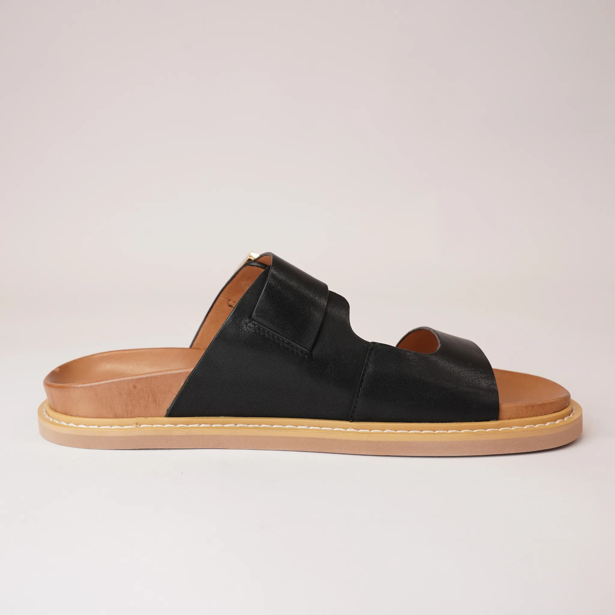 Dedra Black Leather Slides