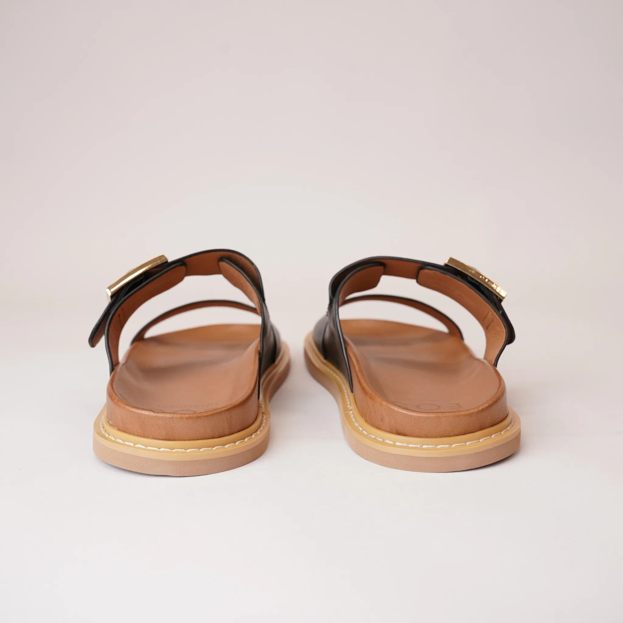 Dedra Black Leather Slides