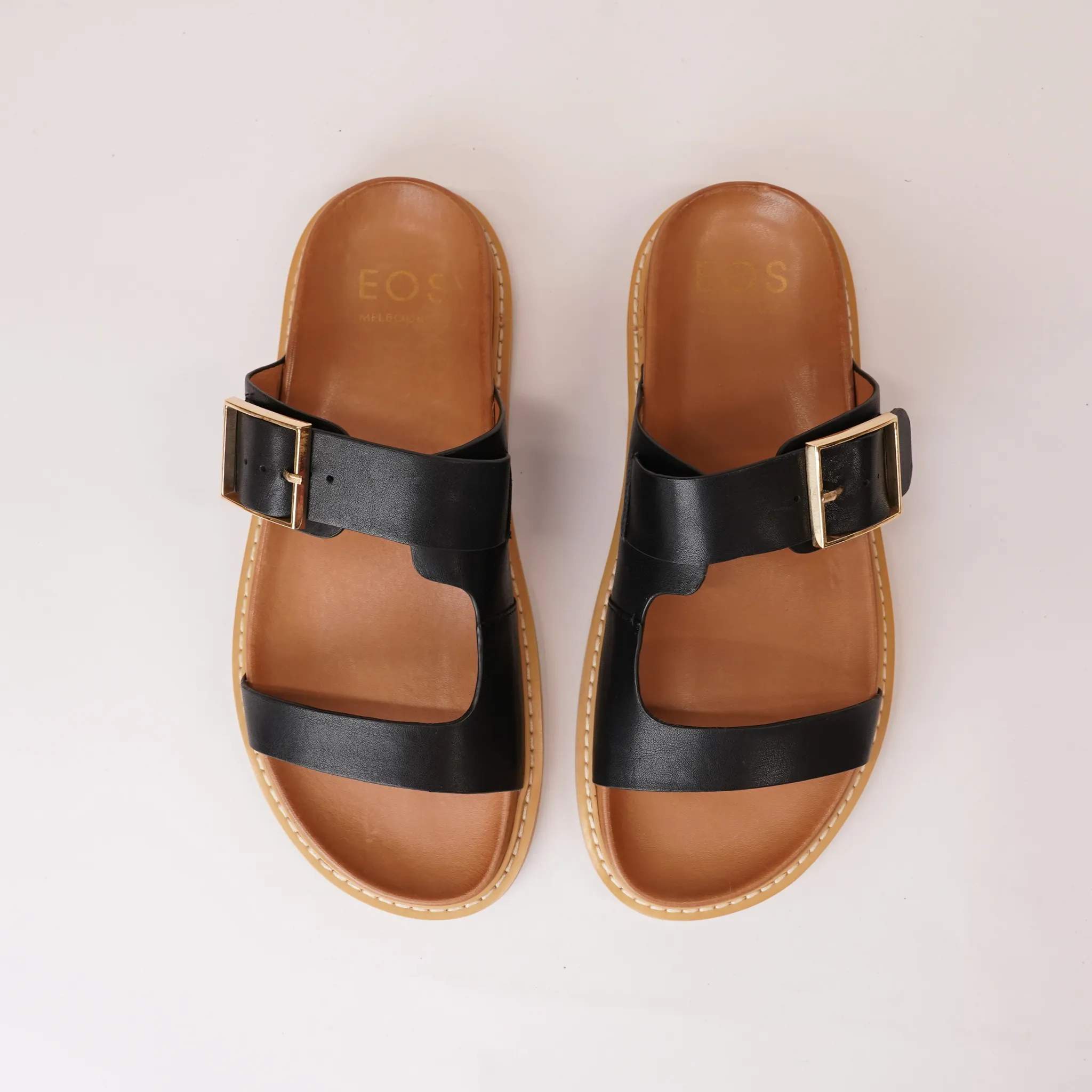 Dedra Black Leather Slides