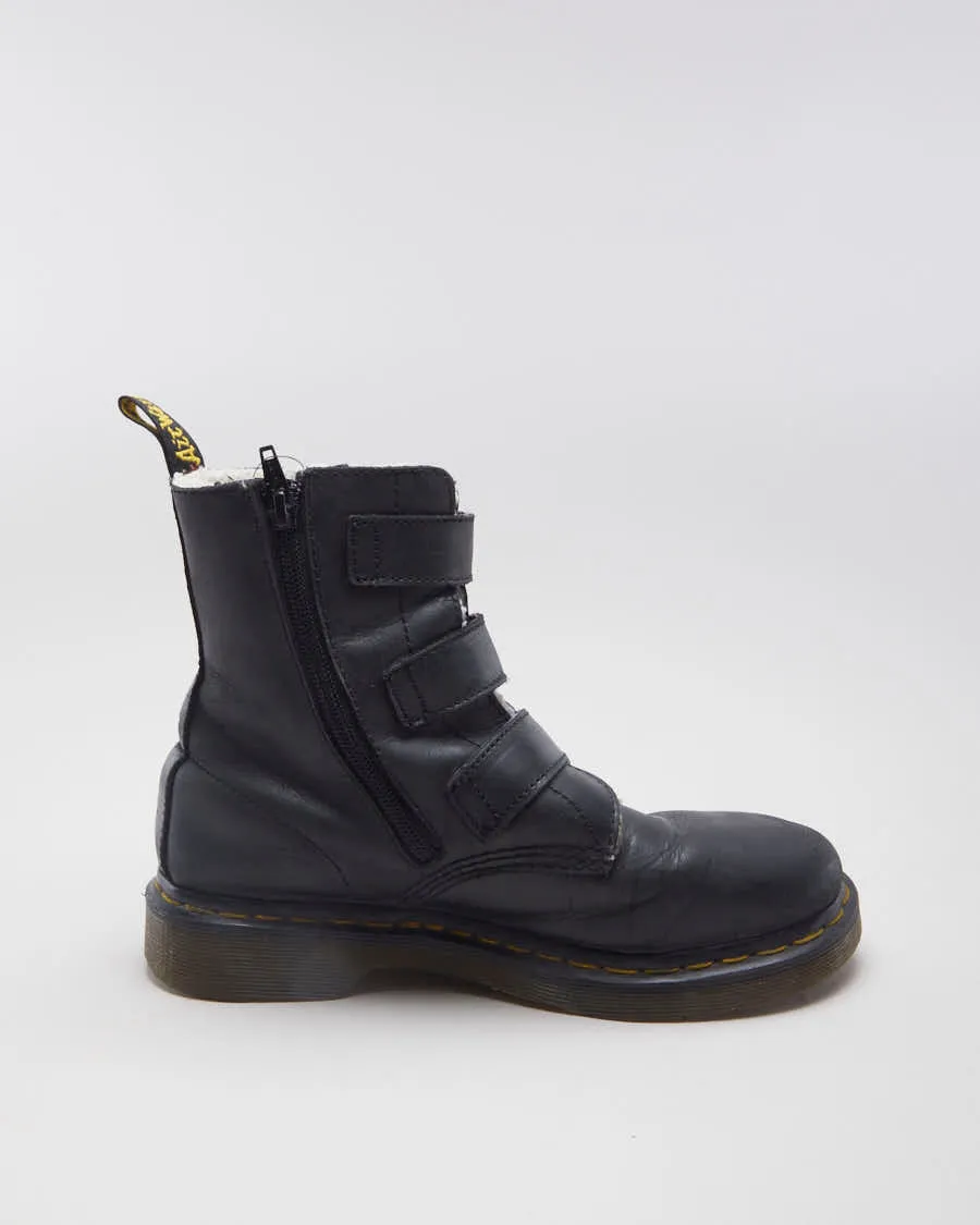 Dr Marten Women's Black Leather 3 Strap Shearling Lined Boots - EUR 38