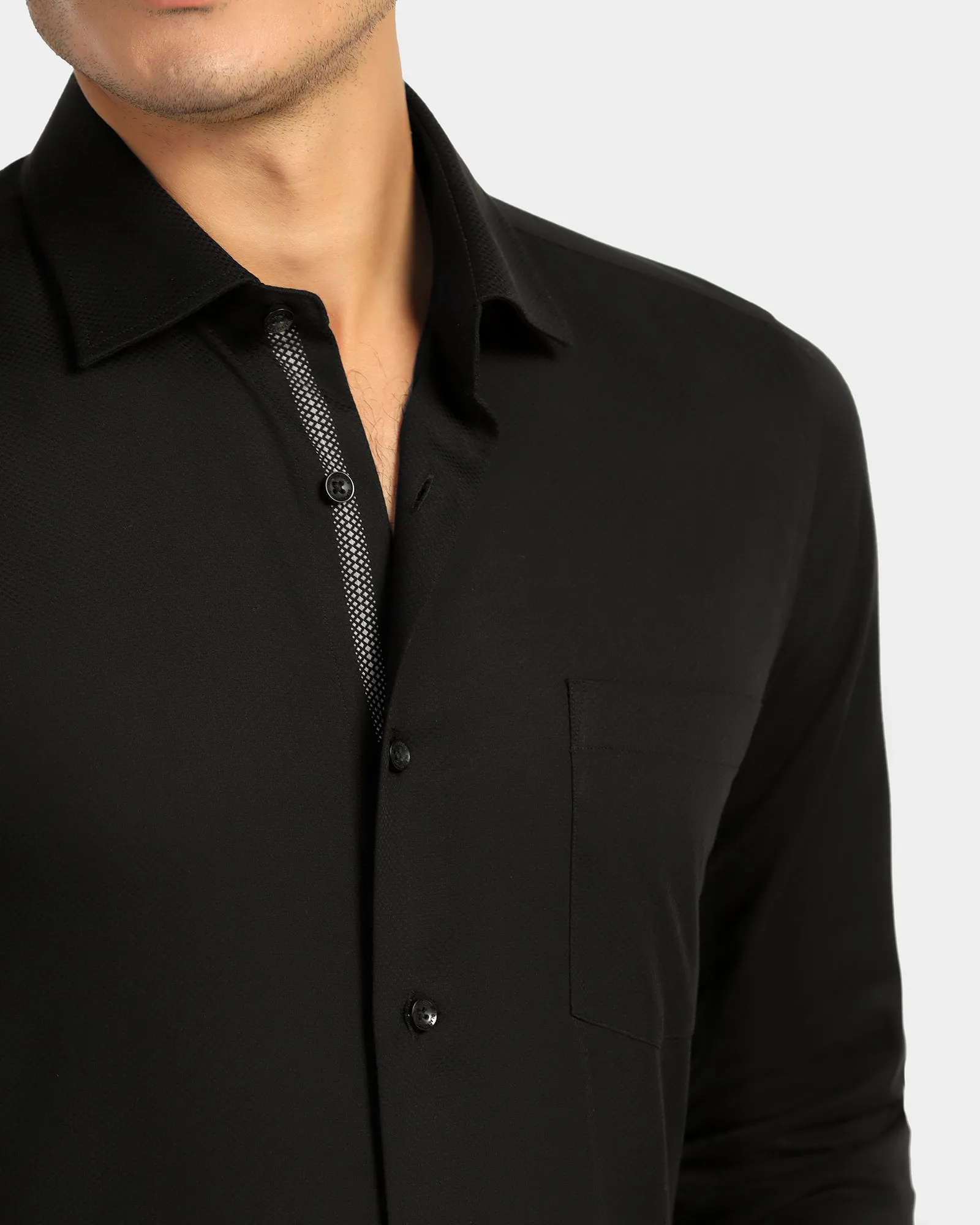 Formal Black Textured Shirt - Noir