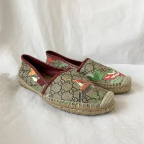 Gucci Multicolor Tian Print GG Supreme Canvas Flat Espadrilles, 39.5