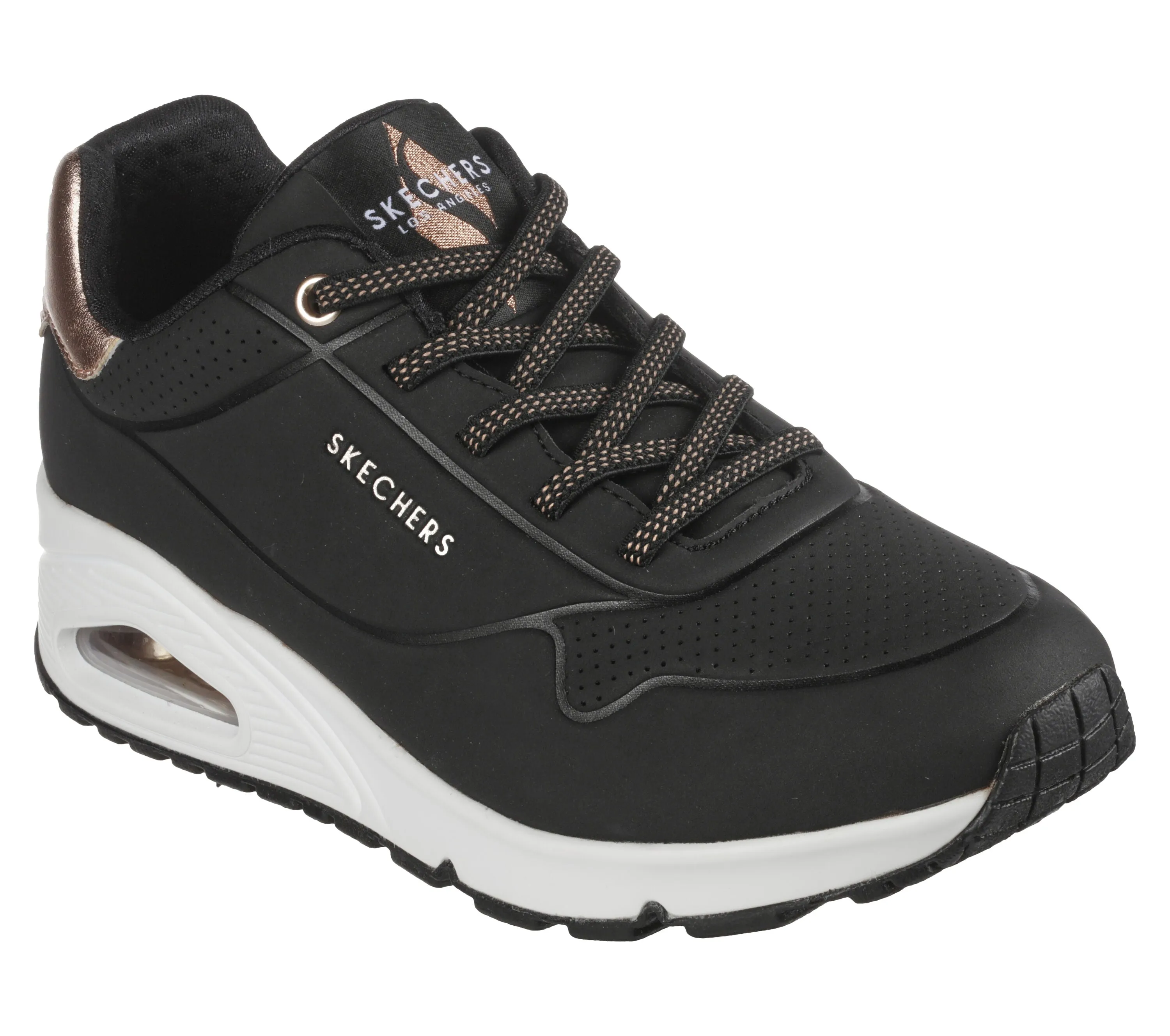 Ladies Skecher Trainers Black Uno 2 Shimmer Away 155196 BLK