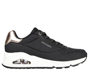 Ladies Skecher Trainers Black Uno 2 Shimmer Away 155196 BLK