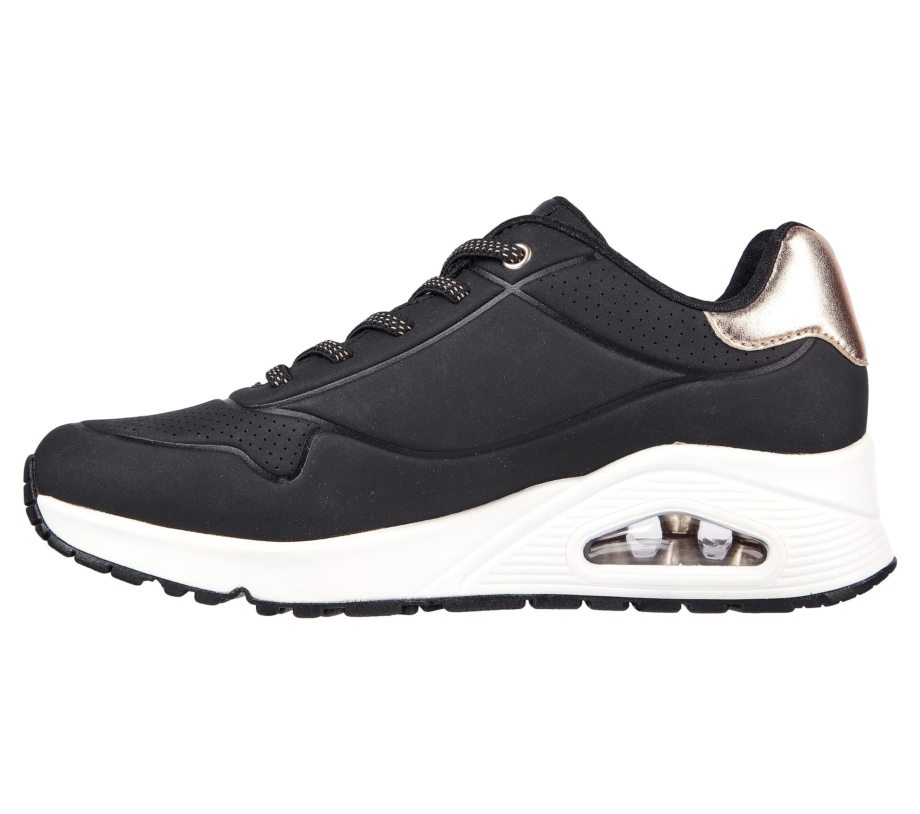 Ladies Skecher Trainers Black Uno 2 Shimmer Away 155196 BLK
