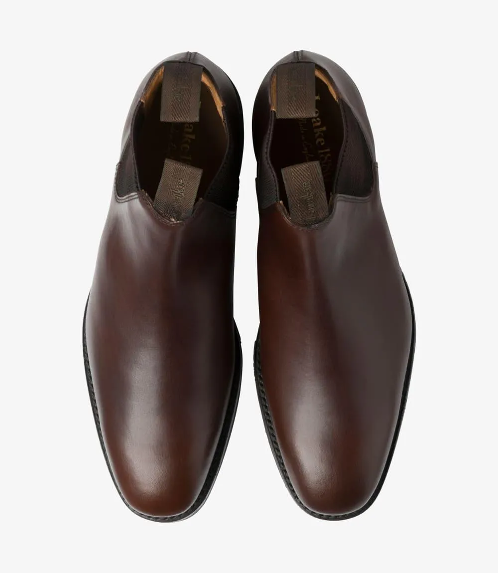 LOAKE CHATSWORTH DARK BROWN LEATHER CHELSEA BOOT RUBBER SOLE G-WIDE