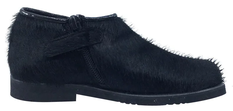 Luccini Girl's Half Patent Half Pony Hair Zip-Up Fashion Boots, Black Patent/Black Pony Hair