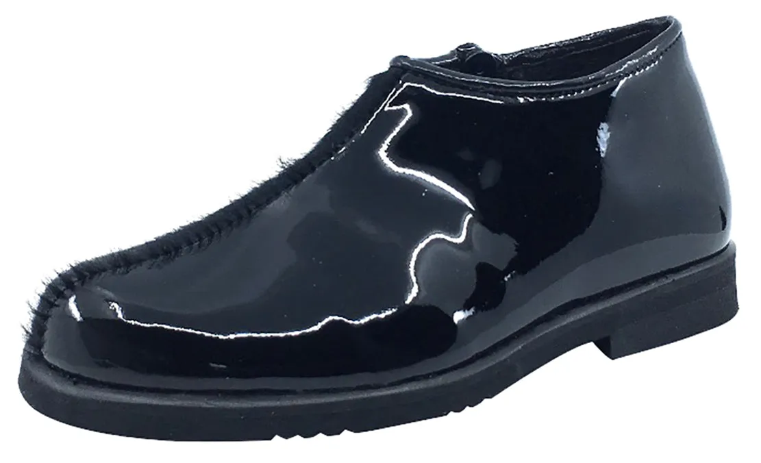 Luccini Girl's Half Patent Half Pony Hair Zip-Up Fashion Boots, Black Patent/Black Pony Hair