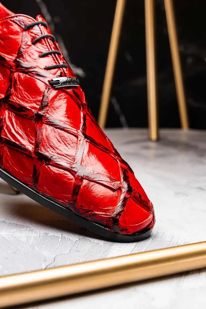 Marco Di Milano Olivieri Genuine Pirarucu Red Tassel Oxford Shoes