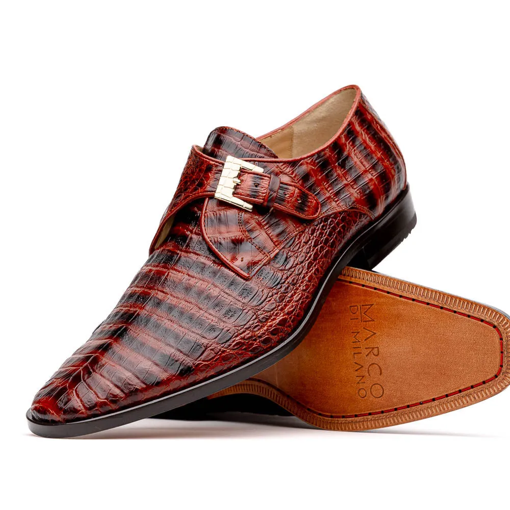 Marco Di Milano Rovigo Caiman Cognac Dress Monk Strap Shoes