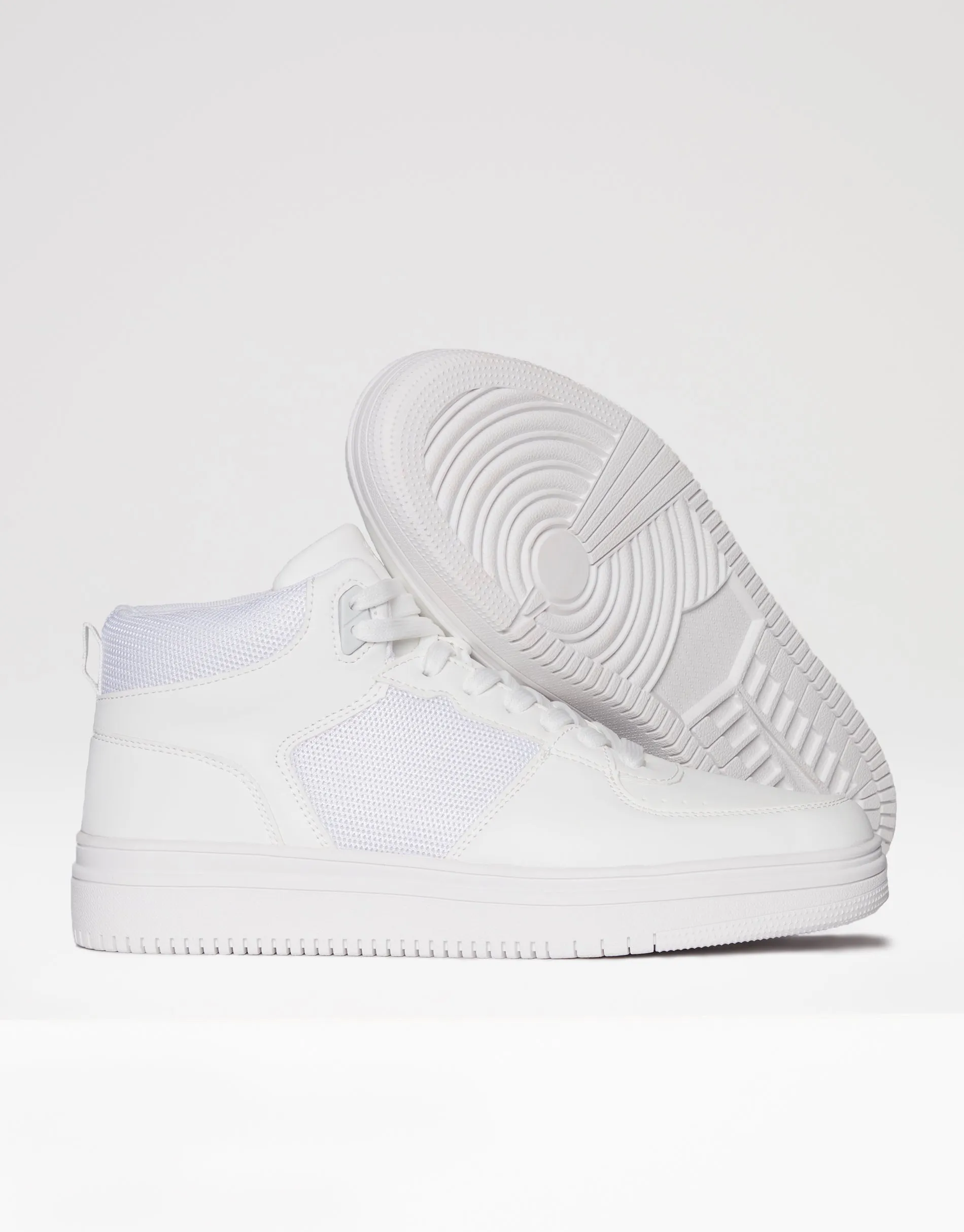 Men's White Sport Panel High Top Trainers