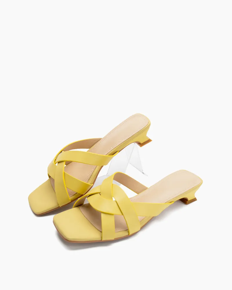 Minimalist Cross Design Solid Color Mule Sandals