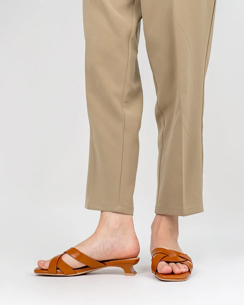 Minimalist Cross Design Solid Color Mule Sandals