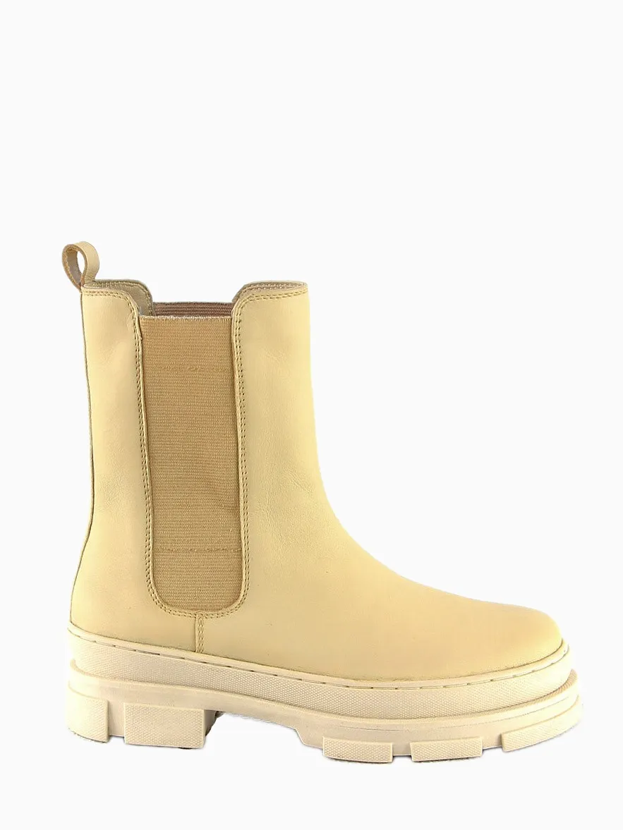 MISCHA | Leather Short Boot | Chunky Sole | Ecru
