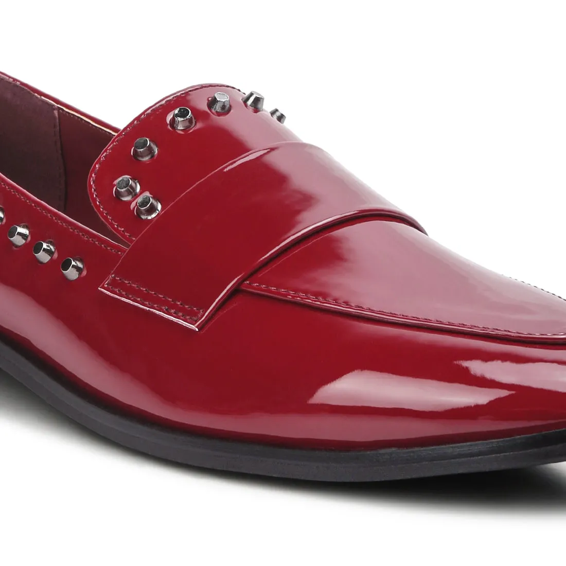 Patent Stud Penny Loafers