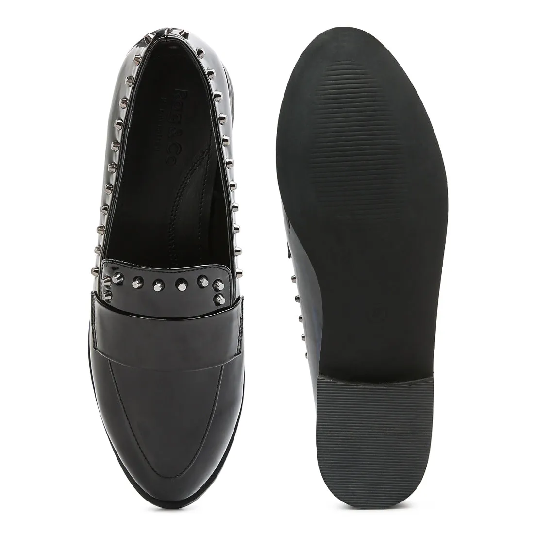 Patent Stud Penny Loafers