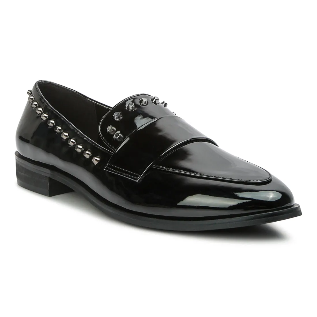 Patent Stud Penny Loafers