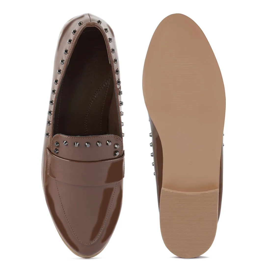 Patent Stud Penny Loafers