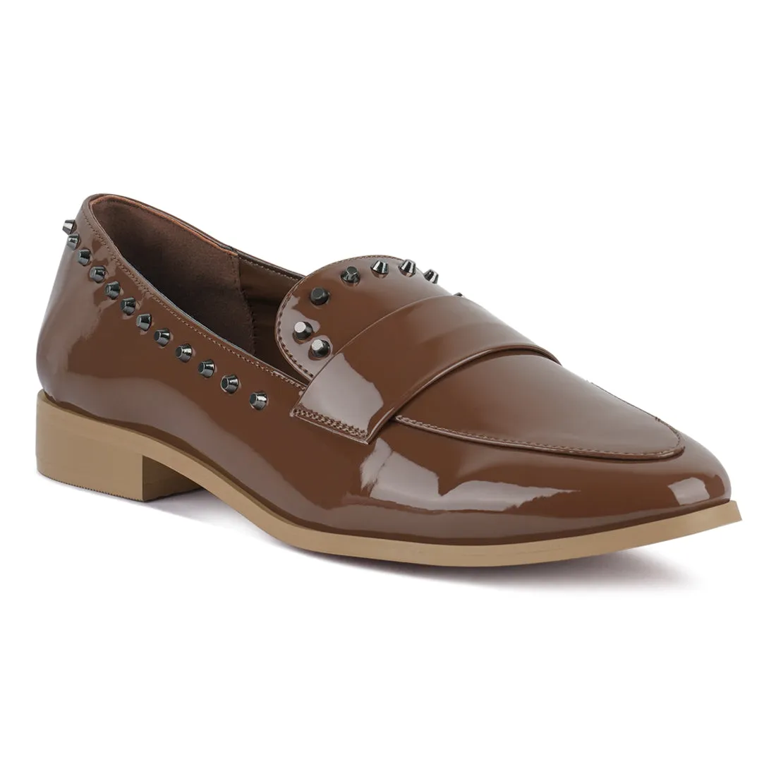 Patent Stud Penny Loafers