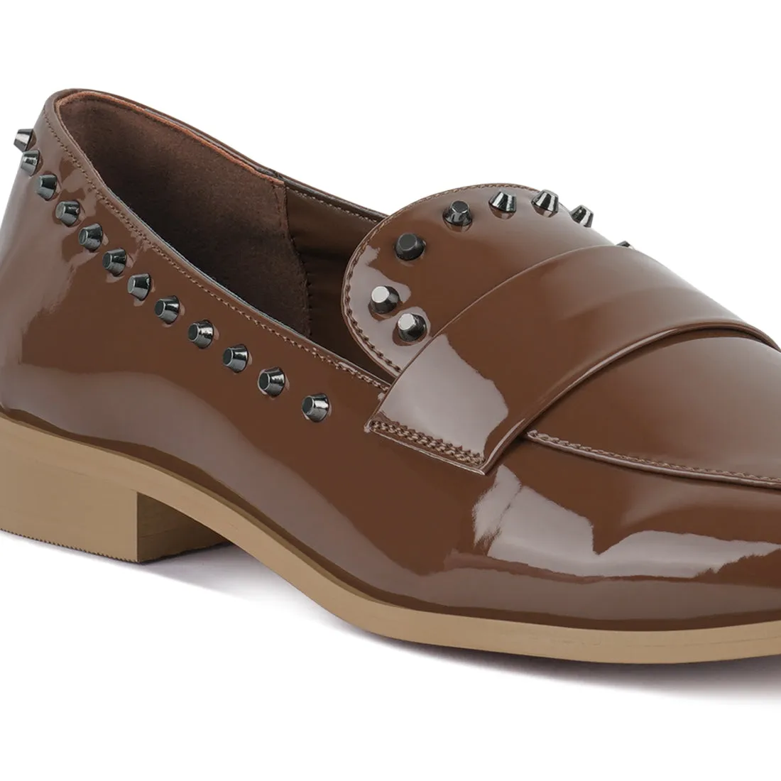 Patent Stud Penny Loafers