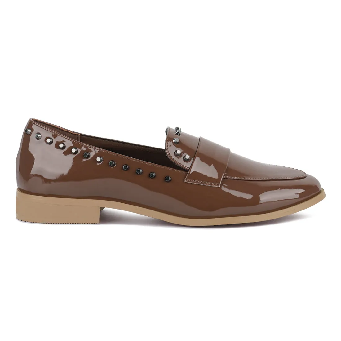 Patent Stud Penny Loafers