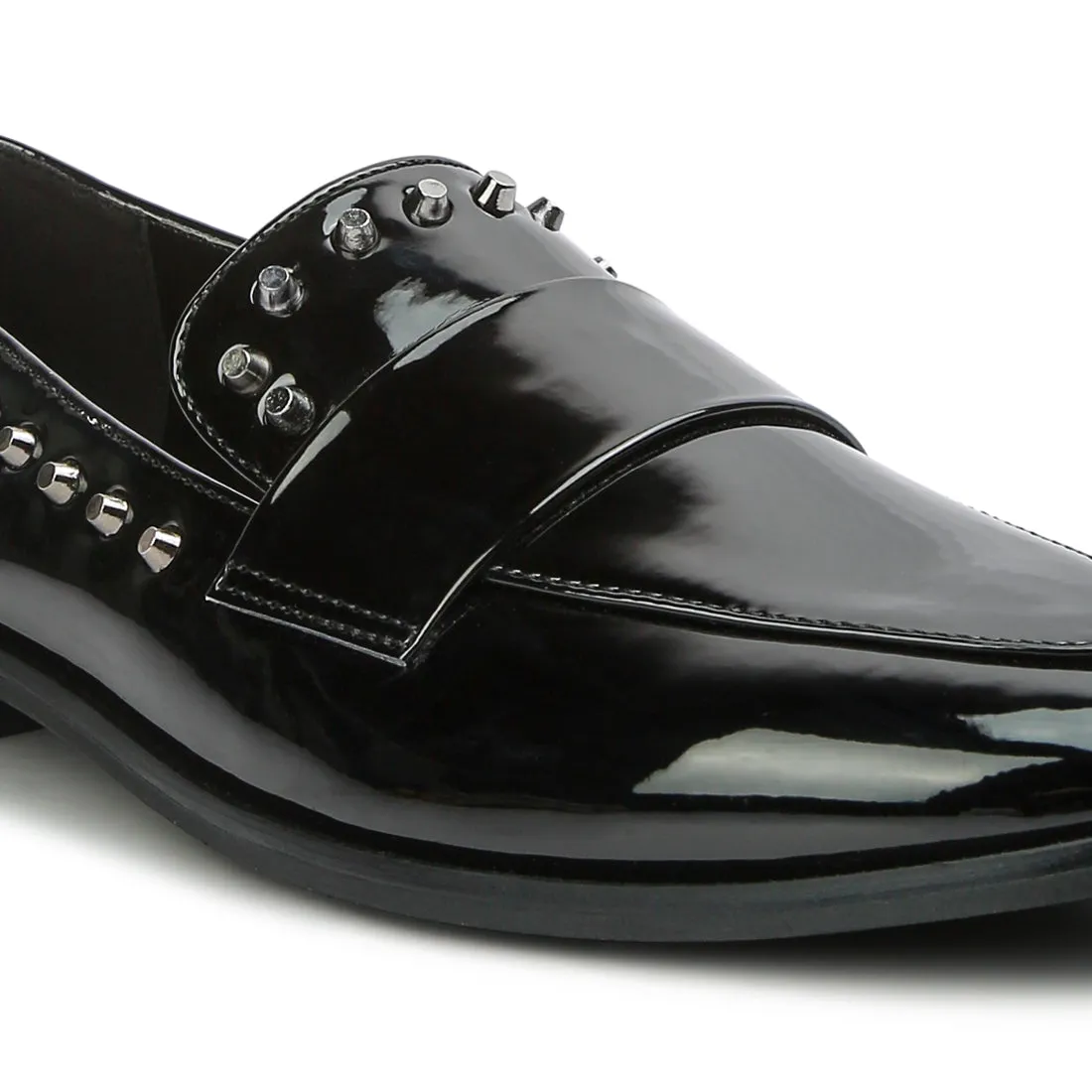 Patent Stud Penny Loafers