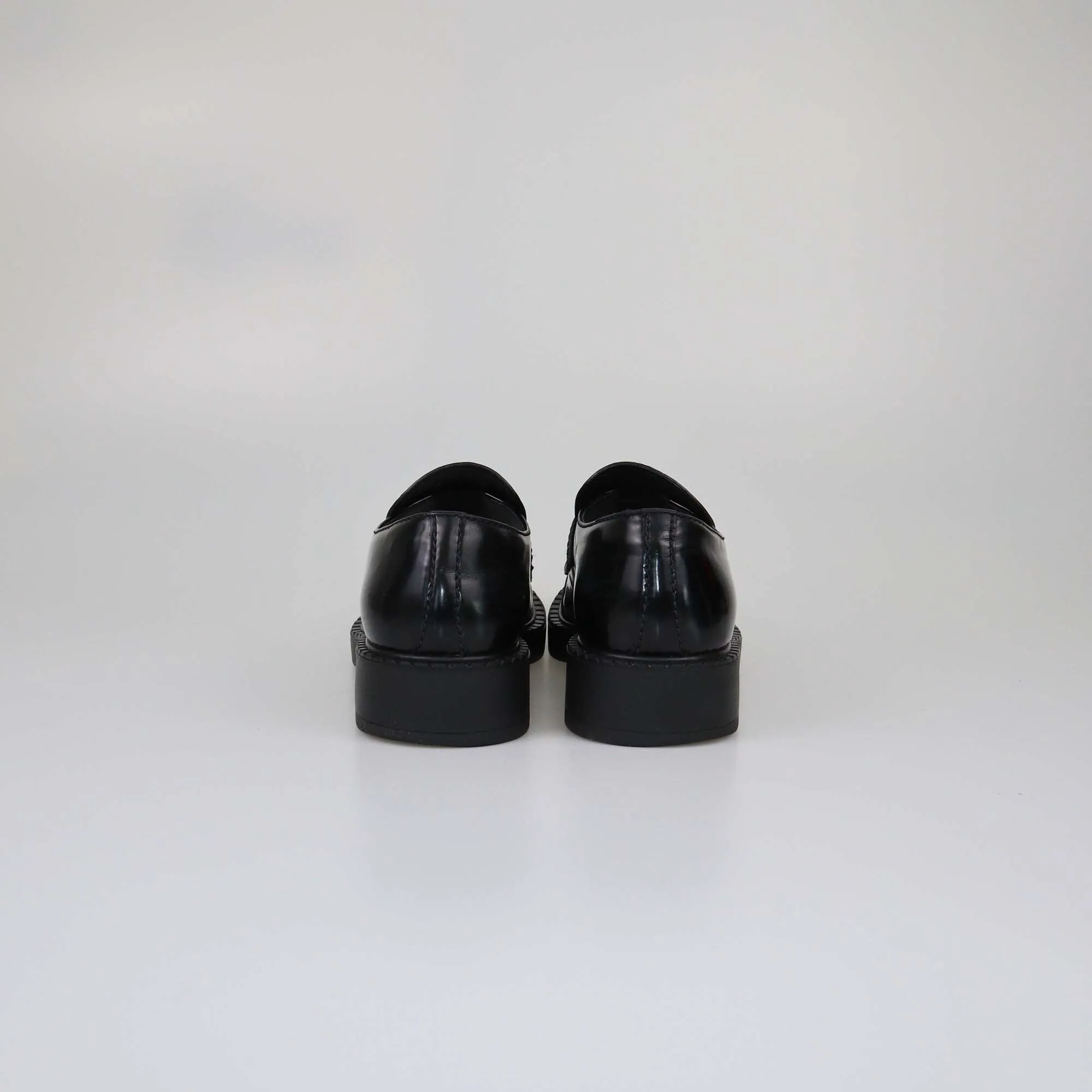Prada Black Glossy Loafers