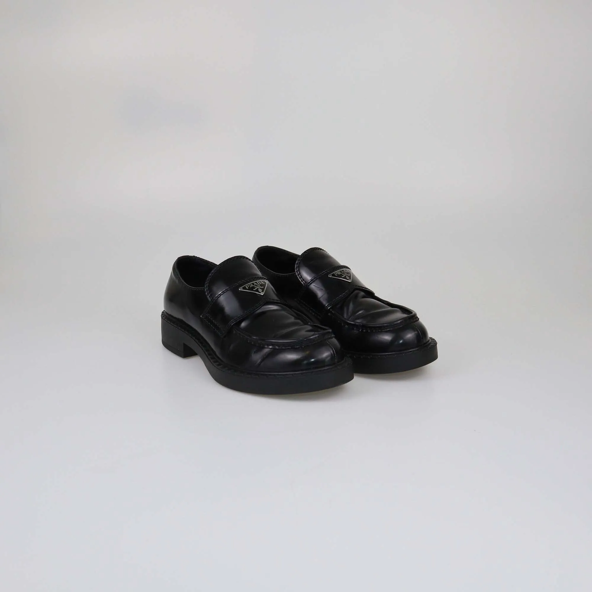 Prada Black Glossy Loafers